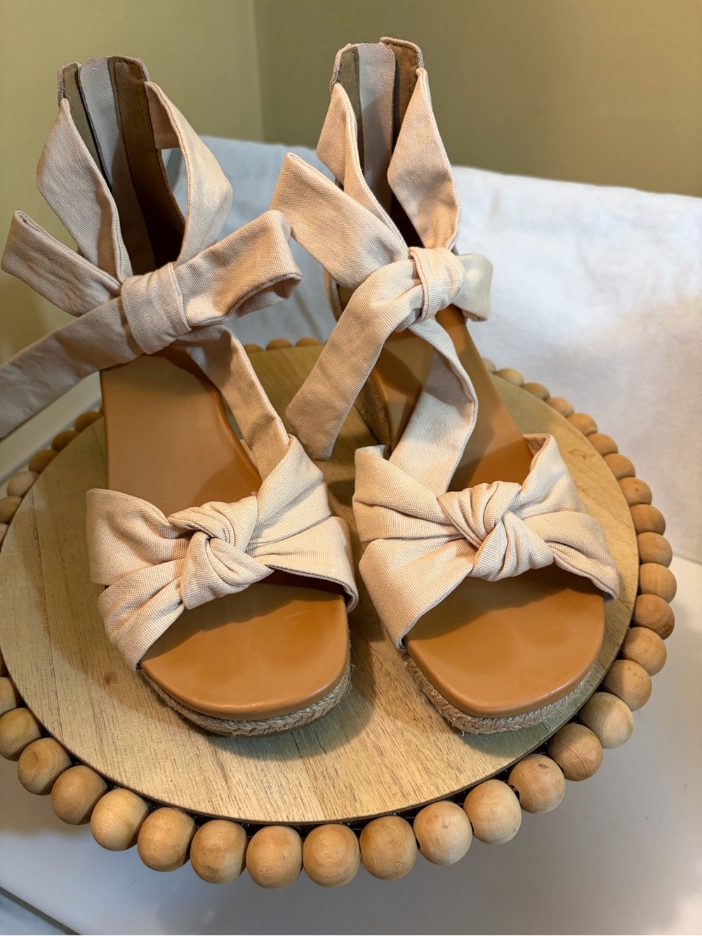 UGG Beige Knotted Espadrille Wedge Sandals